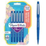 Paper Mate Flair Felt Tip Pens | Medium Point (0.7mm) | Blue | 5 Count