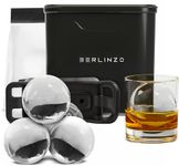 Berlinzo Premium Clear Ice Ball Maker Mold - Best Gift for Dad & Whiskey Lover - 2 Large 2.4" Crystal Clear Round Balls - Easy-to-Remove Ice Sphere Mold - Storage Bag Included (Non-Electric)