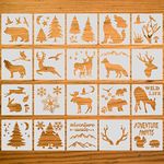 20 Pcs Stencils for Crafts Reusable, Stencils for Furniture Painting, Forest Deer Plants Tree Wood Burning Drawing Craft Stencils Templates, for Scrapbooking Canvas Wood Plank Wall Decor