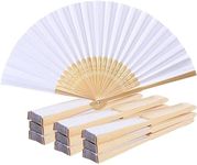 20 Pcs Hand Held Folding Fan - White Chinese Wooden Fabric Paper Hand Fan Folding Handheld Fan for Kid and Women, Bamboo and Wooden Hand Held Folding Fan for Wedding Party Dancing Home Decoration