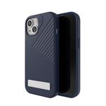 ZAGG Denali Snap iPhone 15 Case with Kickstand - Drop Protection (16ft/5m), Dual Layer Textured Cell Phone Case, No-Slip Design, MagSafe Phone Case, Navy