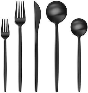 Luxury Matte Black Silverware Set, 20-Piece 18/8 Stainless Steel Flatware Sets for 4, Silverware Flatware Set for Home, Kitchen and Restaurant