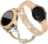 SUPOIX Compatible for Samsung Galaxy 7 6 5 4 40mm 44mm /Galaxy Watch FE 2024/Galaxy 3 41mm/Galaxy Watch 42mm/Active 2 Watch Band, 2 Pack 20mm Women Jewelry Bling Metal Strap (Rose Gold&Silver)