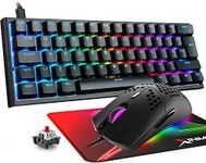 60% Gaming Keyboard and Mouse Combo with Wired RGB Backlight Mechanical Keyboard,12000 DPI Lightweight Gaming Mouse,Gaming Mouse pad for PC Gamers and Xbox and PS4 Users (Black)