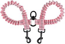 BAOBOTE Pet Double Dog Leash, Comfortable Shock Absorbing Reflective Bungee Lead Walk 2 Dogs with Ease, 360° Swivel No Tangle Double Dog Walking &Training Leash, Dual Dog Leash Accessory (Pink)