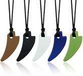 Chew Necklaces for Sensory Kids, 5 Pack Saber Tooth Sensory Chew Necklaces for Boys and Girls with Autism, ADHD, SPD, Chewing, Biting, Teething, Silicone Oral Chew Toy for Adults Reduce Anxiety Fidget