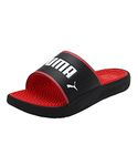 Puma Men's Softride Slide Massage Black White-High Risk Red 7 Kids UK (38306203)