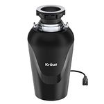 Kraus KWD100-75MBL WasteGuard Continuous Feed Garbage Disposal with 3/4 Horsepower Ultra-Quiet Motor for Kitchen Sinks with Power Cord and Flange Included, 15.25 inch, Black