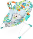 Bright Starts Baby Bouncer Soothing Vibrations Infant Seat - Removable Toy Bar, Nonslip Feet, 0-6 Months Up to 20 lbs (Rainforest Vibes)