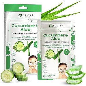 Clear Beauty Cucumber & Aloe Under Eye Patches - Reduce Dark Circles and Puffiness, Fine Lines & Wrinkles, Anti Aging Under Eye Pads - Cruelty Free Korean Skin Care For All Skin Types