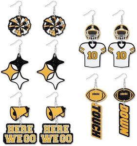 5 Pairs of Football Gameday Acrylic Earrings for Women - Show Your Team Spirit on Game Day Perfect Accessories for Fans Acrylic Drop Dangle Earrings Sport Party Favors Football Team Gifts