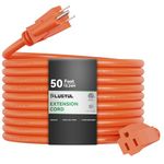 PLUGTUL 50 FT 12 Gauge Outdoor Extension Cord Waterproof, Heavy Duty SJTW Extension Cord, 15A 1875W, ETL Listed, Great for Garden and Home, Orange