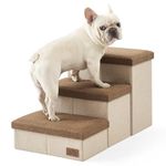 COZY KISS Dog Stair for Small Dogs with Storage, Foldable Pet Step with Leakproof Cover, Older Cat Ramp for Chair Couch Sofa, Lightweight, Comfort (brown, 28.5x17x16.7 inch, 3)