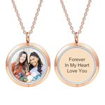 INBLUE Personalized Floating Locket Necklace for Women Engraved Photo/Text Round Pendant Stainless Steel & Glass Locket with Birthstone Memory Gift for Anniversary Birthday (A3 - Color)