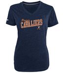 NCAA Virginia Cavaliers Women's Achievement Short Sleeve V-Neck Tee, X-Small, Sports Navy Heather