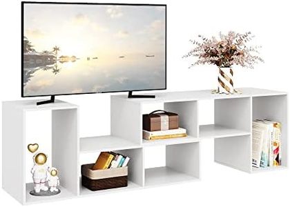 DEVAISE TV Stand, Deformable TV Stand up to 75 Inch TV, Modern Entertainment Center with 3 Pieces Cabinets, Gaming Media TV Console for Living Room, Bedroom, White