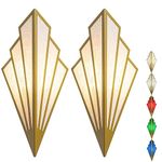 Battery Operated Wall Sconces Set of 2,Not Hard Wired Fabric Shade Triangle Remote Control Wall Lights, Wireless Lamp Fixture for Bedroom, Living Room, Bathroom, Hallway (Color : Gold)