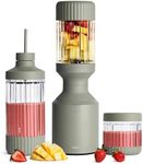 Beast Mega 1200 Plus | Premium Countertop Blender | Smoothies, Shakes, Sauces, Dips, Soups | Blends Ice and Frozen Fruit | XL Vessel | With Extra Vessels, Straw System | 1200W | (Sage, 120V)