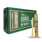 KIBON Bamboo Knives, 500 Individually Wrapped Disposable Knives, Biodegradable Packaging, Sturdy, Eco-Friendly, Heat-Resistant, Compostable Utensils for All Occasions, Sustainable Plastic Alternative