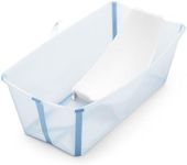 Stokke Flexi Bath Bundle, Ocean Blue - Foldable Baby Bathtub + Newborn Support - Durable & Easy to Store - Convenient to Use at Home or Traveling - Best for Newborns & Babies Up to 48 Months