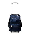 TELOSPORTS 19" Telescoping Double Handles Rolling Backpack Roller Wheeled Bookbag with Mini Pouch (Blue)