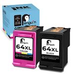 Penguin Ink Cartridges 64XL for Hp Envy Photo Series 7858 7855 7155 6220 6230 6232 6234 6252 6255 6258 7120 7820 7865 Remanufactured Printer for 64 XL hp64 Black and Color 2-Pack