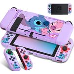 Xcitifun Protective Case Compatible with Nintendo Switch 2017 TPU Cases for Girls Boys Kids Cartoon Cute Kawaii Character Switch Shell Compatible with Nintendo Switch Controller Cover - Purple Kiss