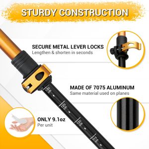 TheFitLife Trekking Poles – Lightweight Aluminum, Cork Grip, Adjustable for Hiking & Walking