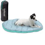 Furhaven Small Dog Bed Trail Pup Travel Pillow Mat w/Stuff Sack, Washable - Aqua/Granite Gray, Small