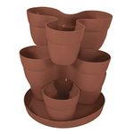 EMSCO Bloomers Stackable Flower Tower Planter – Holds up to 9 Plants – Great Both Indoors and Outdoors – Terra Cotta