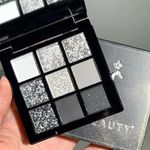 Long Lasting Black Eyeshadow Palette with Silver Glitter, Matte White and Grey Shades. Waterproof Goth Make Up for Women and Girls, Perfect for Halloween and Christmas Gifts