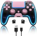 BRHE Controllers for PS4,Pink Wireless PS4 Remote Controllers with Hall 3D Joystick, Dual 4 Shock RGB Custom Game Controllers | Customizable Buttons| Responsive Control (Pink)