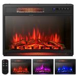 TANGZON 19"/25"/34'' Recessed Electric Fireplace, Wall Mounted Freestanding Fire Heater with Flame Colors, Brightness, Remote Control & Thermostat (600W/1800W, 25", 3 Flame Color, 4 Brightness)