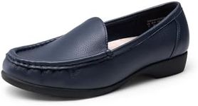 DREAM PAIRS Women's Loafers Slip-ons Casual Comfortable Lightweight Business Work Office Flat Shoes with Arch Support,Size 7.5,Navy Blue,DWUMLS2504