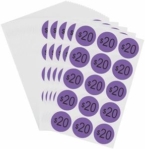 Hybsk 375 Count Garage Sale Price Stickers - Yard Rummage Labels 20 Dollar 1 Inch Retail Clearance Stickers