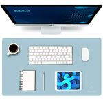 K KNODEL Leather Desk Mat, Office Desk Pad, Small Mouse Pad, Keyboard Mat, Computer and Laptop Mat for Desk, Desk Protecor Mat, Desktop Mat for Writing, Desk Blotter and Cover (60x35cm, Light Blue)