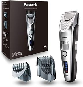 Panasonic ER-SC60-S803 Tondeuse à Cheveux pour Hommes, Portable Sans Fil et Étanche, Lames Supérieures, 20 Longueurs Réglables, 2 Accessoires, Avec ou Sans Fil, Socle de Chargement, Argenté
