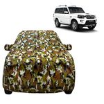 VYAS 100% Waterproof Car Body Cover for Mahindra Scorpio Classic (2008-2025) with Mirror Pocket Triple Stitched Belt & Buckle Fitting Dual Elastic, Durable Material Jungle Print Camouflage Design