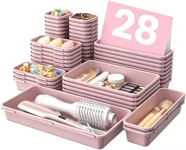 【Military Grade】A-LuGei Drawer Organizer,【𝟱𝗦𝗶𝘇𝗲】Makeup organizer,【Holds 177 Items】Bathroom Organizers and Storage,Organization and Storage,Desk Drawer Organizer for Vanity【Lilac】