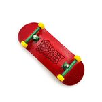 SPITBOARDS 34 mm Fingerboard Complete Wood Pro Set-Up (Pre-Assembled, 5-Layers), Pro Trucks, CNC Bearing Wheels, Foam Grip Tape, (Deck: Red, Trucks: Green, Wheels: Yellow)