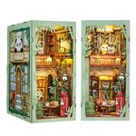 CUTEBEE Book Nook Kit,DIY Miniature Dolls House Kit 3D Wooden Puzzle Bookend Booknook with LED Lights,Model Kits for Adults to Build,Book Shelf Decoration Gift(Panda Bookshop)
