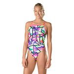 Speedo Women's Turnz One Back Endurance Lite One Piece Swimsuit, 34, Purple/Pink