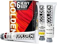 Golden Artist Colors, Heavy Body Acrylics, 6-Color Essentials Set