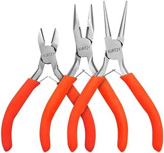 Kurtzy Set Pinze per Bigiotteria (3) Kit Pinze Bigiotteria a Becchi Tondi e ad Ago per Gioielli e Perline - Set Pinza Gioielli Tagliafili di Precisione per Lavori Fai da Te, Avvolgimento e Riparazione