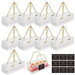 10 Pcs Transparent Cake Box Rectangle Cupcake Box,Small Macaron Packaging Boxes with 10pcs Cake Box Stickers,for Christmas Holiday Bakery Shop Party Treat Cupcakes Packaging (Gold S)