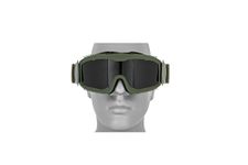 Lancer Tactical Airsoft CA-221GB Safety Goggles Smoke Lens Stylized Vents - OD GREEN