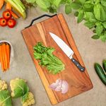 Bulfyss Acacia Single Wood Chopping Board for Kitchen - 39.5x20.5x1.50cm | Reversible Cutting Board for Kitchen with Handle, Vegetables, Fruits & Cheese, BPA Free, Eco-Friendly, Anti-Microbial