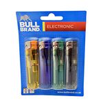 Bull Brand Electronic Slim Smart Maxi Size Refillable Lighters Pack of 4