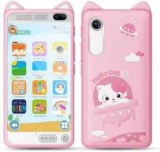 Kids Smart Phone Toys for Girls 3.97" Touchscreen Toddler Phone Learning Toy Christmas Birthday Gifts for Girls Age 3-12, MP3 Music Player with Dual Camera Kids Cell Phone, 2000mA(Pink)