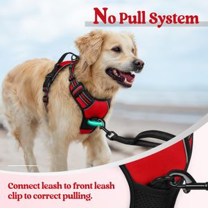 rabbitgoo Large Dog Harness – Adjustable No-Pull, Red